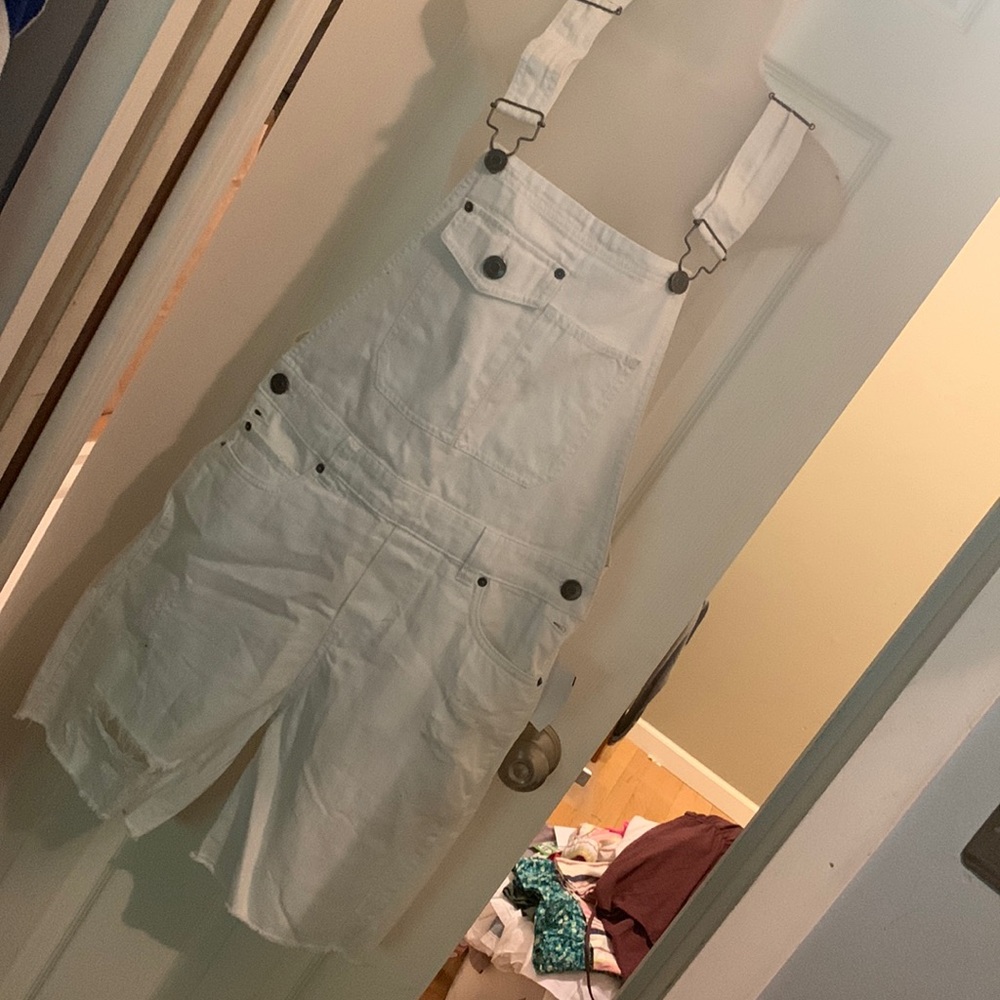 White distressed shortalls (S)